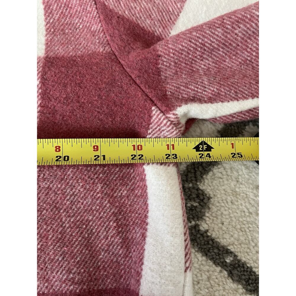 Pink White Plaid Check Buffalo Print Flannel Midi Button Long Shacket Jacket XL - Picture 10 of 11